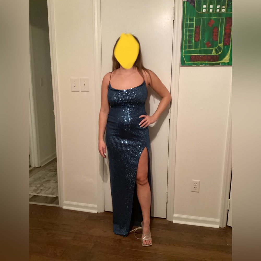 KORSET Lovely Day Dusty Blue Sequin Evening/Homecoming/Prom/Formal Gown- NEW (S)